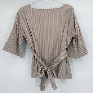 Everlane Striped Blouse Brown White Size 0